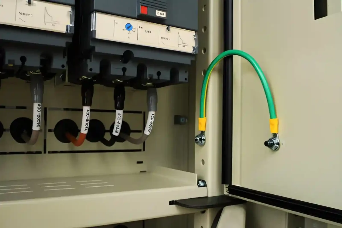 Technician repairing electrical wiring safely