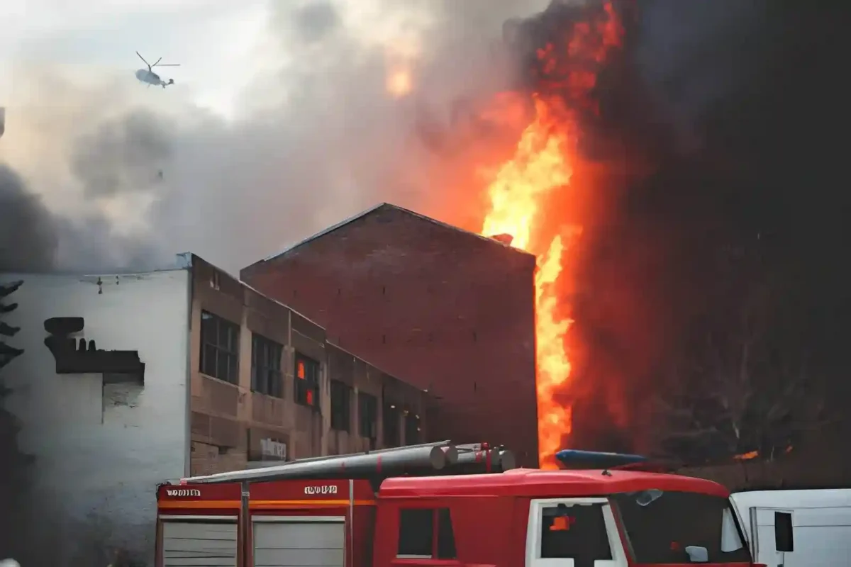 Fire safety inspection and compliance check in London property showing safety equipment, alarm systems, and structured risk assessment process for regulatory standards.