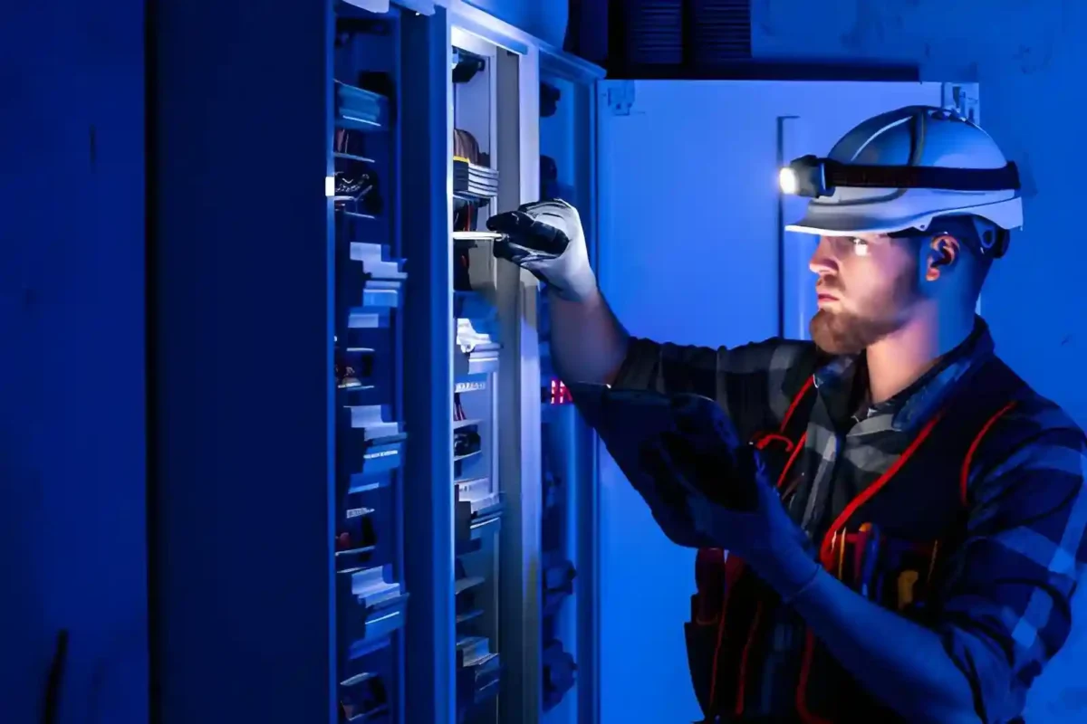 Checklist showing common problems in emergency lighting inspections like faulty bulbs and wiring issues.